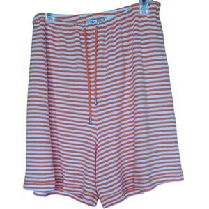 Chaus Sport Shorts Women's XL 100% Cotton Orange and White Stripe Comfortable